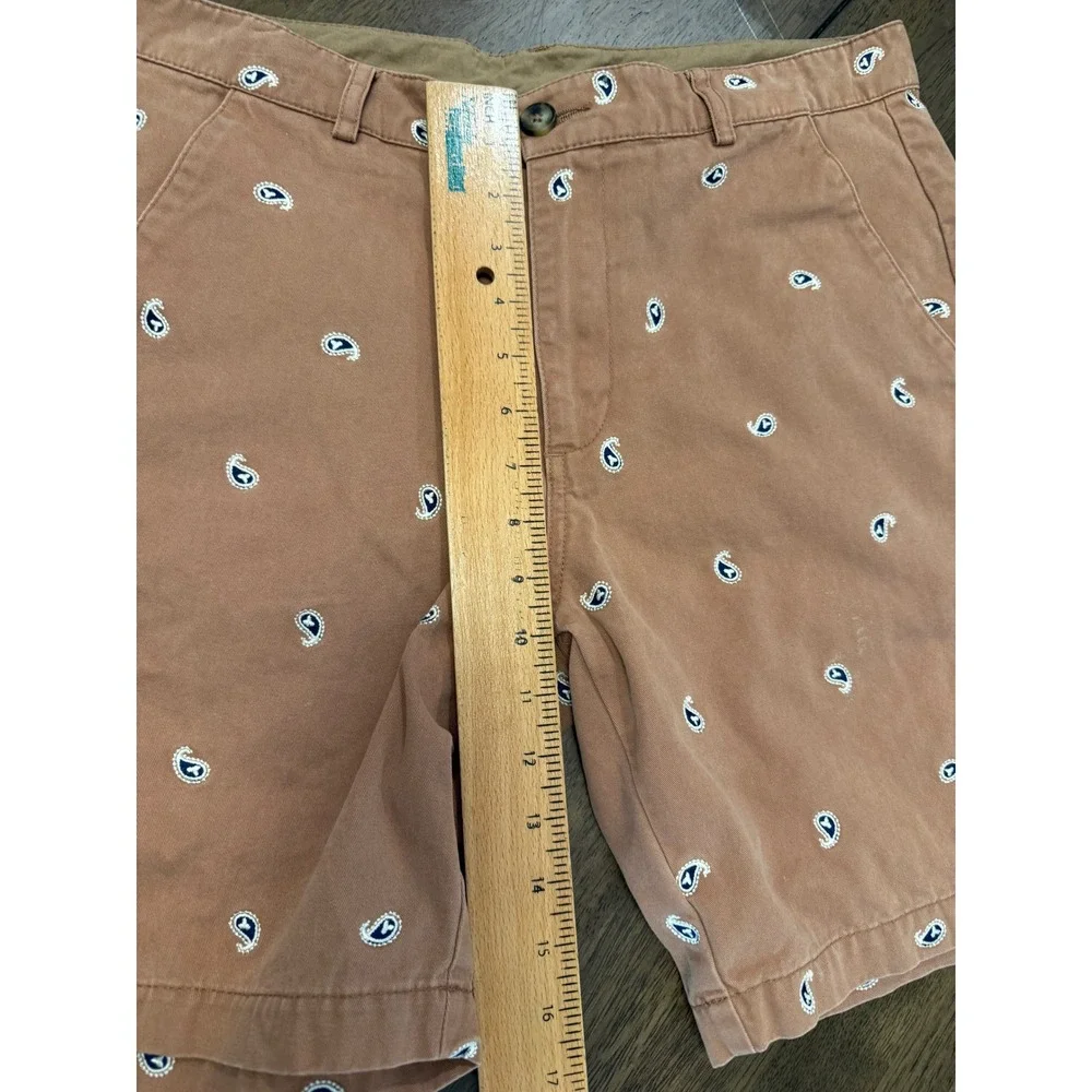 ASOS Men Tan Brown Embroidered Paisley Chino Shorts Size 32 Cotton Casual Summer